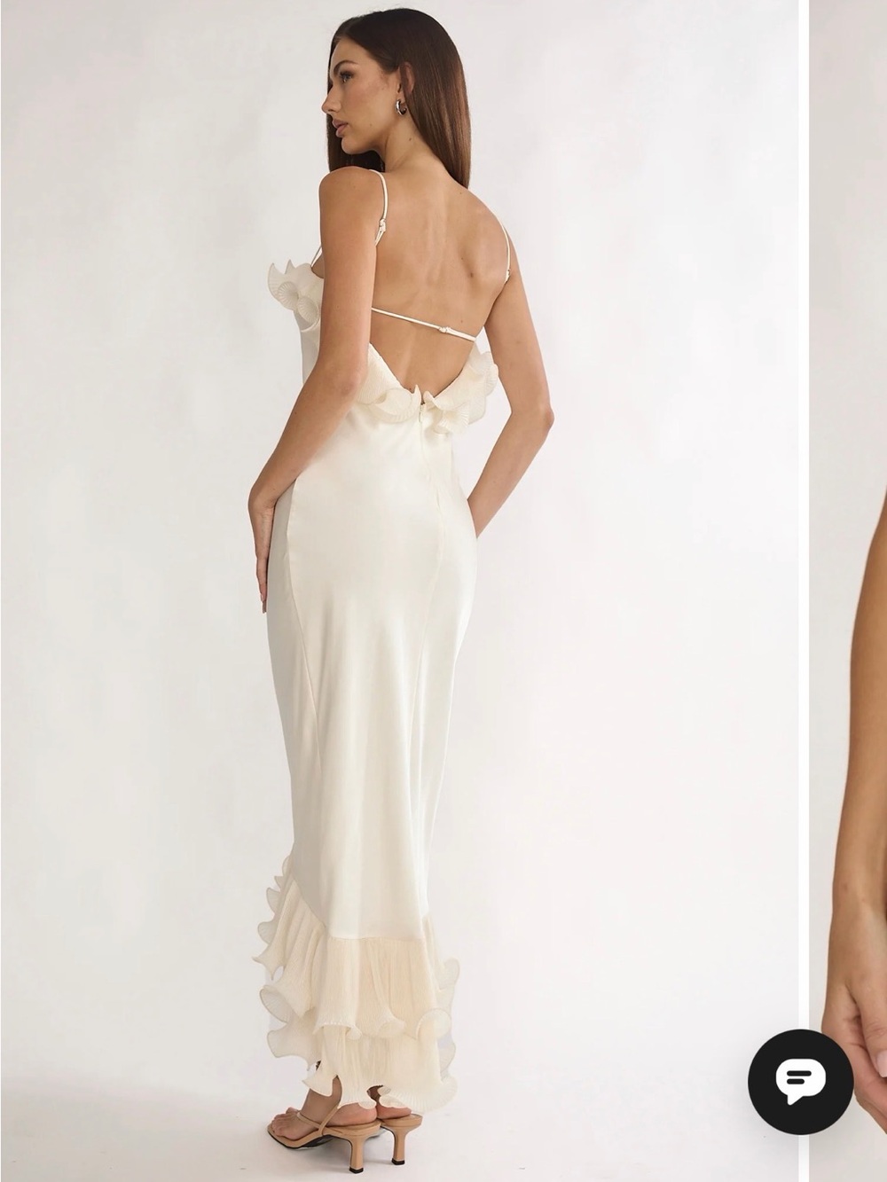 Selfie Leslie Cream Ruffle-Trim Maxi Slip Dress - Picture 2 of 4